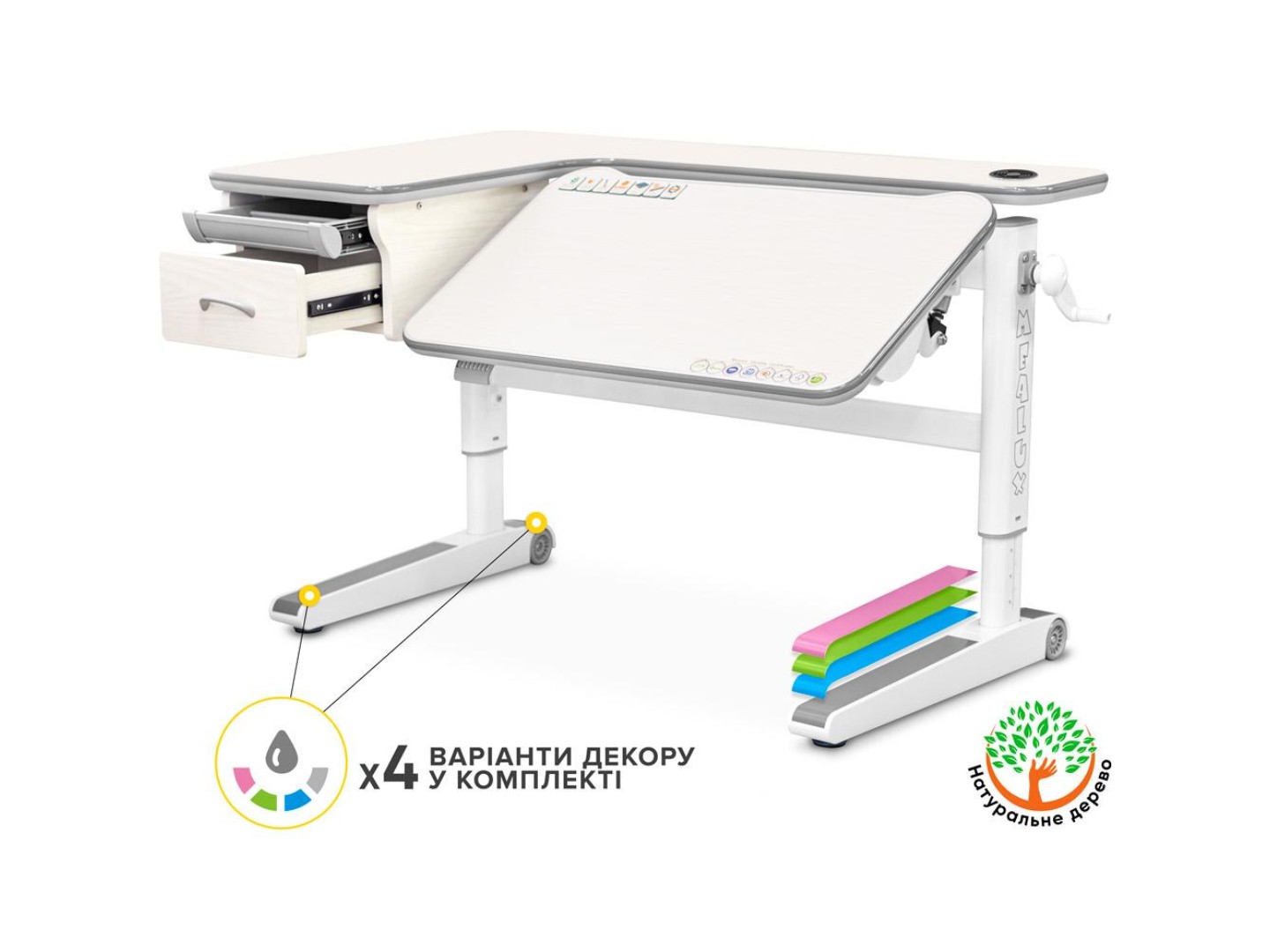 Парта шкільна Mealux Woodville Multicolor TG Energy (BD-850 TG/MC Energy) — фото 3